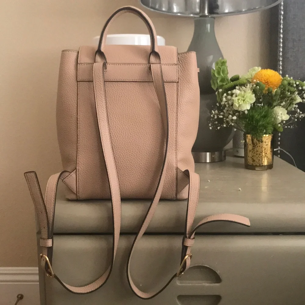 Tory Burch Blush Pink Leather Mini Backpack with Tassels